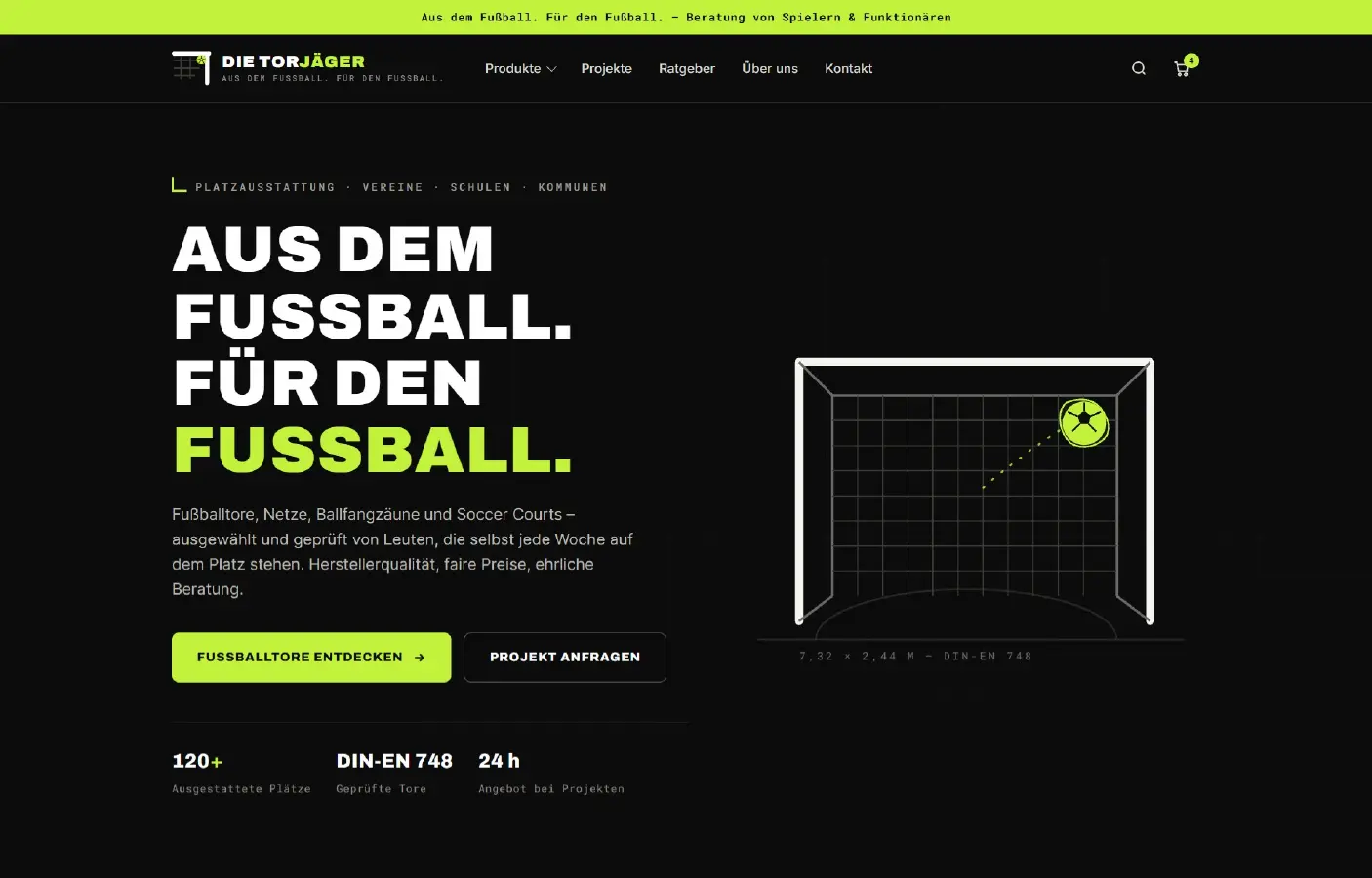 Startseite die-torjaeger.de — Fussballtore, Netze und Platzausstattung