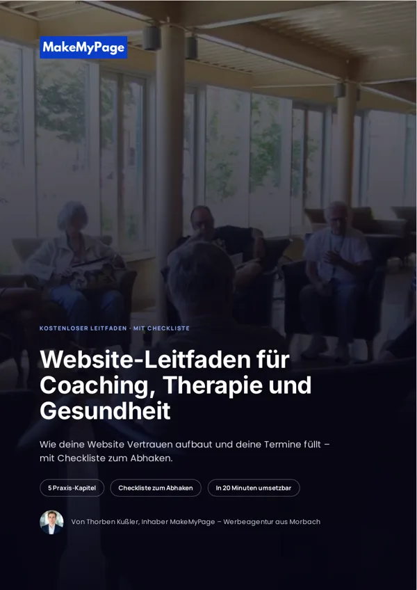Titelseite: Website-Leitfaden für Coaching, Therapie und Gesundheit